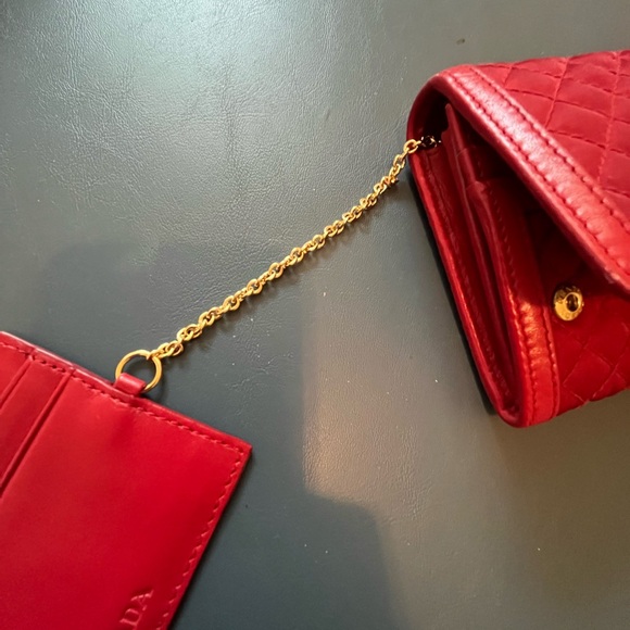 Prada Red Quilted Long Wallet with Attached ID Card Holder - Picture 5 of 16